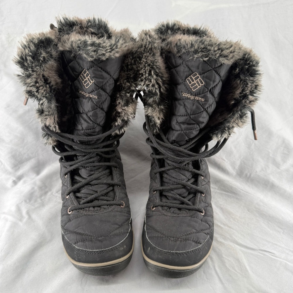 Columbia Minx Mid II Omni-Heat Black Waterproof Winter Boots Womens 9 READ
